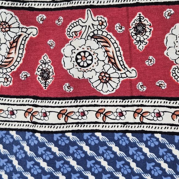 Bohemian Gypsie Hippie Midi Skirt Red Blue Floral Stripe Stretchy Women's Med - Picture 3 of 15